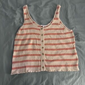 Madewell Beige and Red Striped Tank Top